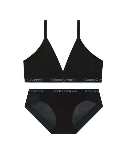 코데즈컴바인 이너웨어(codescombineinnerwear) 모달 슬림아웃밴드 블랙 브라렛 팬티 세트