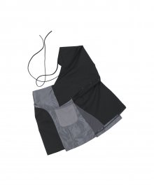 Thigh Mesh Overall Skirt / Black