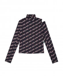 Flower Pattern Turtleneck_Black