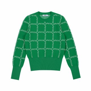 마틴골프(MARTINE GOLF) Logo Pattern JQD Round Knit_Green 상품 이미지