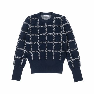 마틴골프(MARTINE GOLF) Logo Pattern JQD Round Knit_Navy 상품 이미지