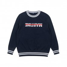 Reverse Logo Round Knit_Navy (Men)