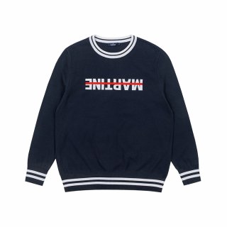 마틴골프(MARTINE GOLF) Reverse Logo Round Knit_Navy (Men) 상품 이미지