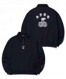 Cherry Bear Half Zipup Crewneck_Navy