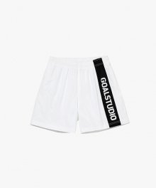 COLOR BLOCK WOVEN STRETCH SHORTS-WHITE