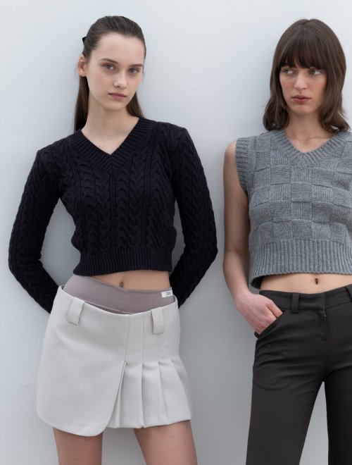 더티스(THETIS) PLAIT V-NECK KNIT_TT2S301DN - 사이즈 & 후기 | 무신사