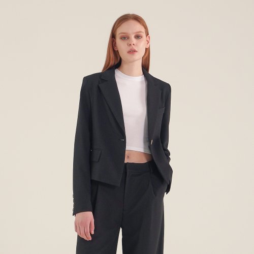 Single пуговица укороченный Blazer_Black