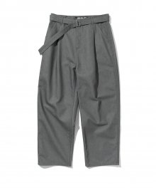fair belted raw denim pants grey