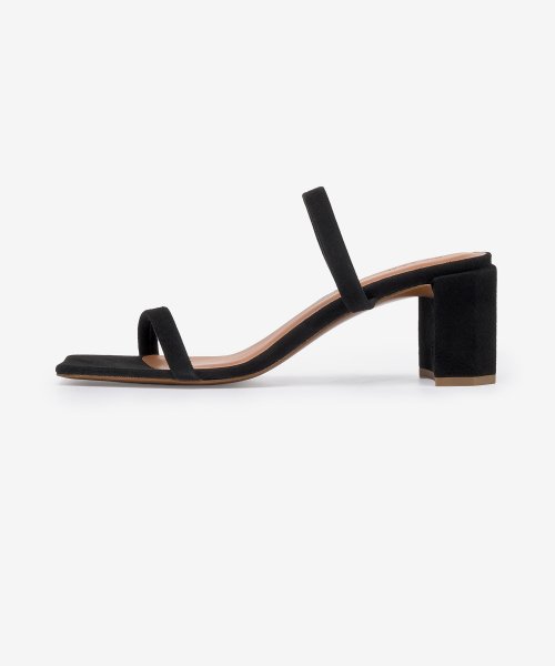 MUSINSA BY FAR Women s Tanya Square Toe Sandal Heel Black