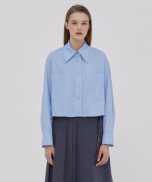 Cotton Cropped Shirt_SKY BLUE