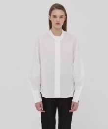 Band Collar Shirt (solid)_WHITE