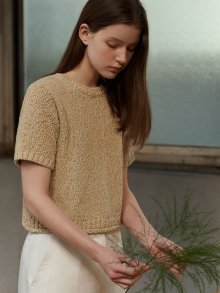 Pansy half sleeve knit (olive)