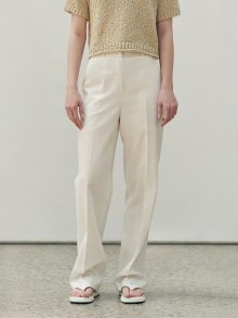 Linen straight slacks (ivory)