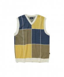 COLOR BLOCK KNIT VEST (YELLOW)