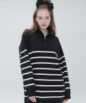 무디디(MUDIDI) Stripe overfit zip up knit 004 Black