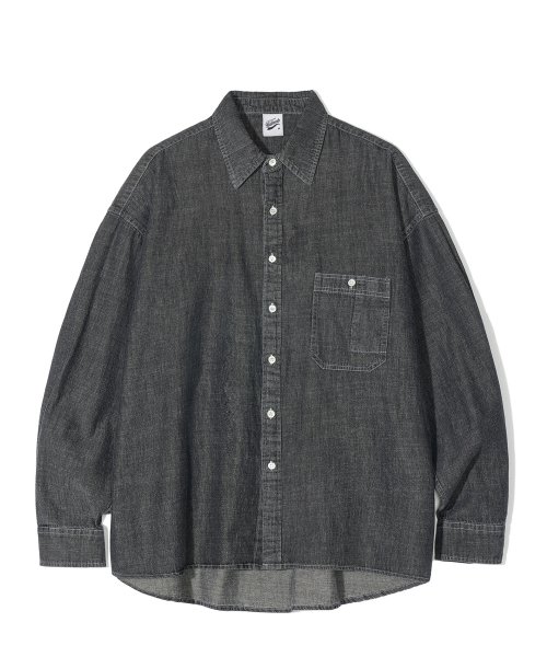 파르티멘토() 오버사이즈 스톤 워싱 데님 셔츠 블랙 상품 이미지