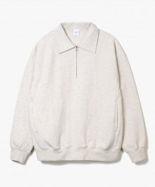 Collar Zip Sweat Shirts [Oatmeal]