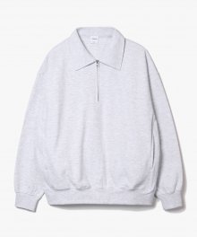 Collar Zip Sweat Shirts [White Grey]