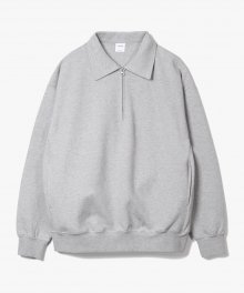 Collar Zip Sweat Shirts [Grey]