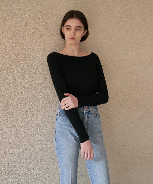 ADAUL - Daily Boat Neck Tee - Black