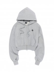 WAVE logo crop hood zip-up - GREY