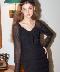 살롱 드 욘(SALON DE YOHN) Ribbon Point Shirring Dress_ Black