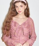 살롱 드 욘(SALON DE YOHN) Ribbon Point Shirring Dress_ Pink