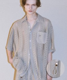 LOGO KNIT HALF SHIRT - GY