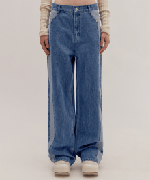 BLOCKING DENIM PANTS [BLUE]