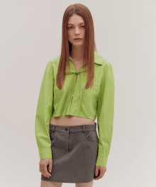 RIBBON CROP SHIRTS [LIGHT GREEN]