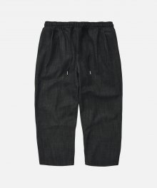 DENIM TWO TUCK RELAXED PANTS _ BLACK