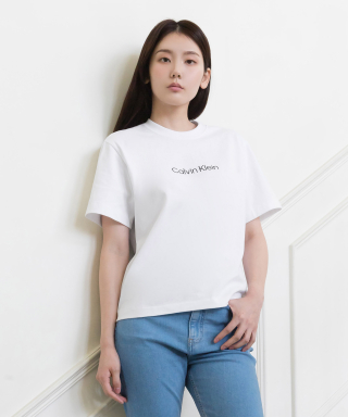 캘빈클라인 진(CALVIN KLEIN JEANS) 5color 여 릴렉스핏 스탠다드 로고 반팔 티셔츠 (화이트블랙그레이카프리로즈 라이트블루) 40WH113 상품 이미지