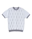 소어리움(SOWERIUM) Oblique Jacquard Short-Sleeved Knitwear_gray