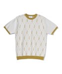 소어리움(SOWERIUM) Oblique Jacquard Short-Sleeved Knitwear_cream gold