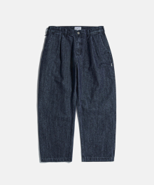 Pleated Wide Denim Chino Pants Washed Indigo