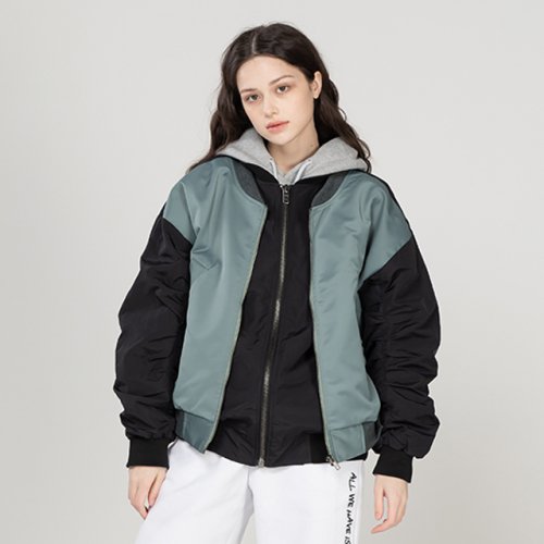 UNISEX TWO ZIPPER FLIGHT JUMPER_GREEN BLACK