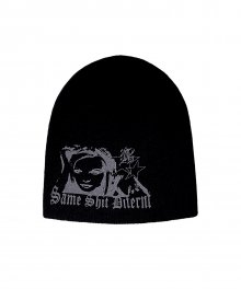 Mila Graphic Beanie Black