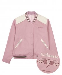 테니스 클럽 바시티 자켓 핑크