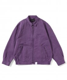 Linen Cotton Zip Jacket Purple