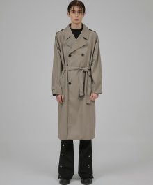 Oversized Raglan Trench Coat - Greyish Beige (FL-020)