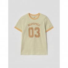 [women] 레몬 컬러 배색 프린트 티셔츠 (BF2242N02F)