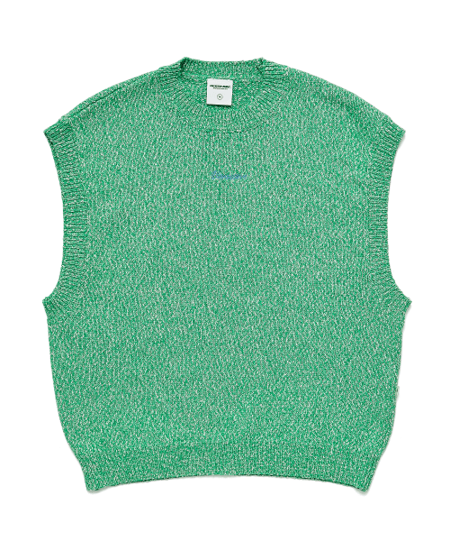SLUB KNIT VEST APPLE GREEN