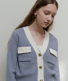 Button point waffle cardigan [2color]