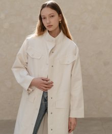 Belted stand collar trench coat in Ivory