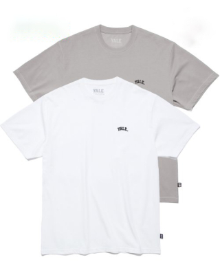 예일(YALE) (23SS) [COOL COTTON] 2PACK SMALL ARCH TEE WHITE / CHARCOAL 상품 이미지