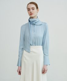 Scarf collar blouse (SKY BLUE)