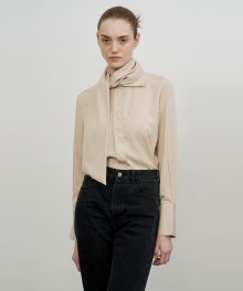 Scarf collar blouse (BEIGE)