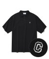 C 로고 와펜 쿨 피케 티셔츠 블랙