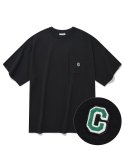 커버낫(COVERNAT) 슬럽 C 로고 와펜 포켓 티셔츠 블랙
