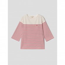 [women] 레드 스트라이프 보트넥 티셔츠 (BF2242N036)